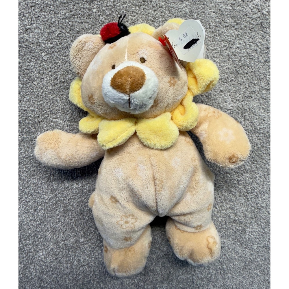 Ty Baby Blossoms Tan Floral Bear Plush Ladybug Yellow Collar 2004